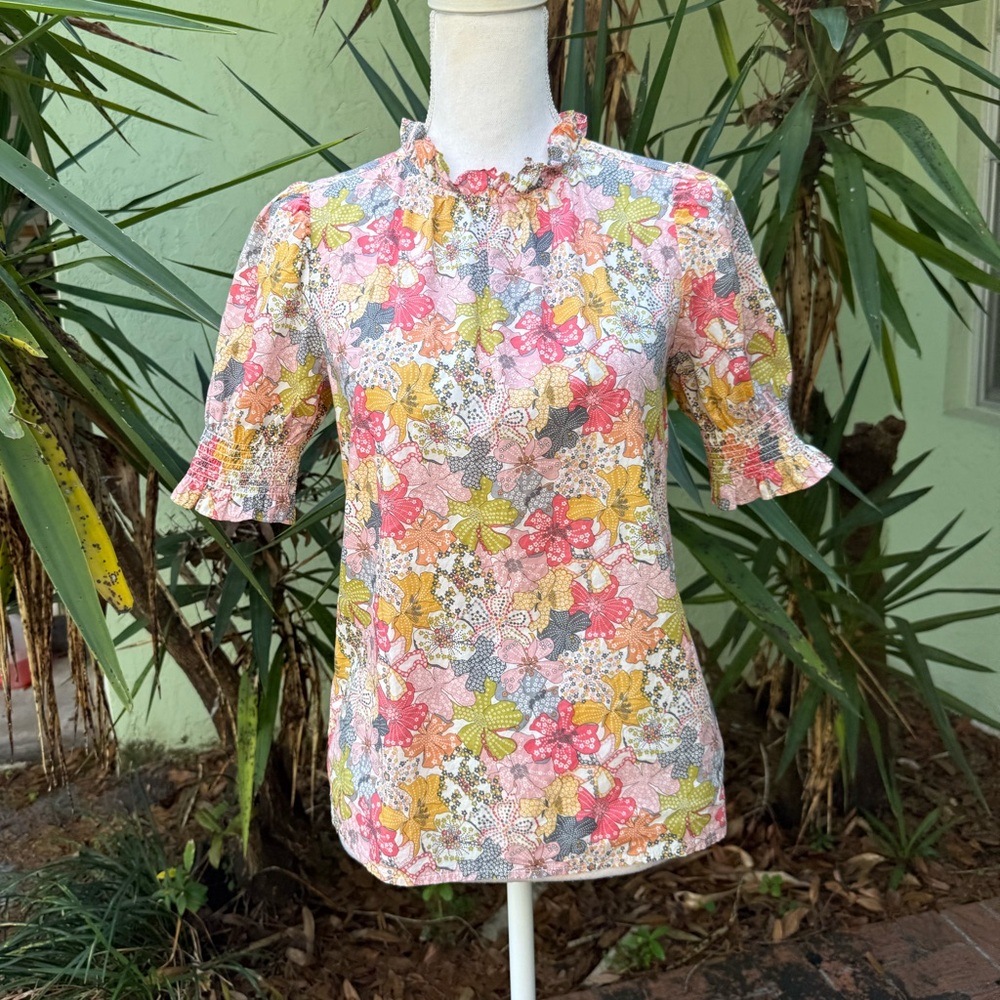 J. Crew Liberty Floral Short Sleeve shirt blouse - Picture 6 of 12